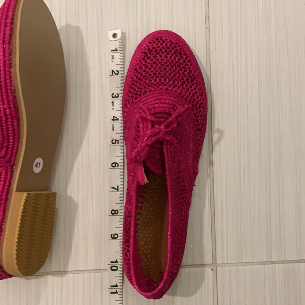 Pink raffia women’s Oxford summer shoes. on trend mesh style - Picture 6 of 6